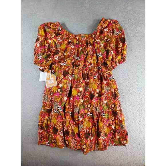Latino Heritage Month Dress Girls XL (14) Orange Mini Floral Smocked Target NWT - Picture 6 of 8
